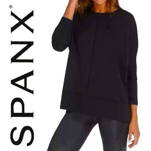Spanx Perfect Length Top black Three Quarter Length Soft Knit Relaxed sweater